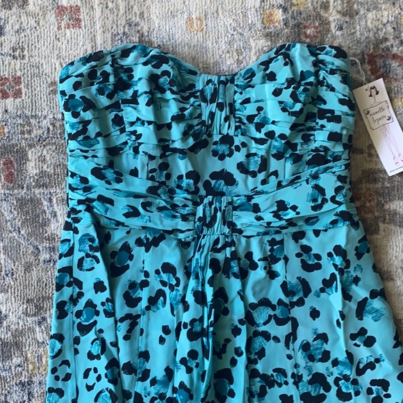Beautiful NANETTE LEPORE aqua cheetah print dress - Picture 2 of 8